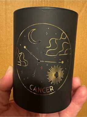 Sonoma Black Candle Holder with Gold Cancer Constellation